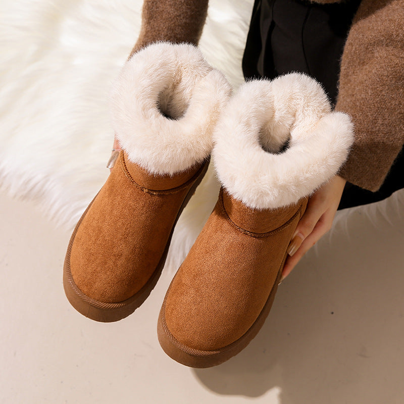 Women's Bowknot Snow Boots Winter Fleece Lined Padded Warm Keeping