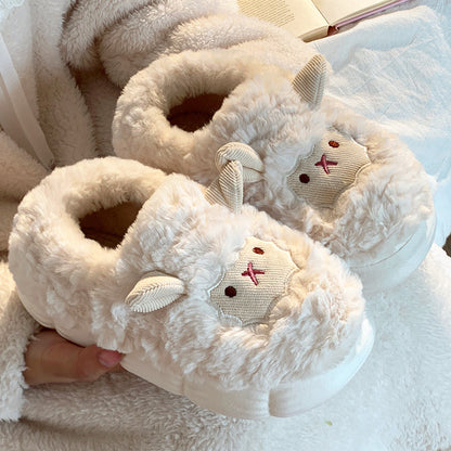 Cute Little Sheep Cotton Slippers Ladies